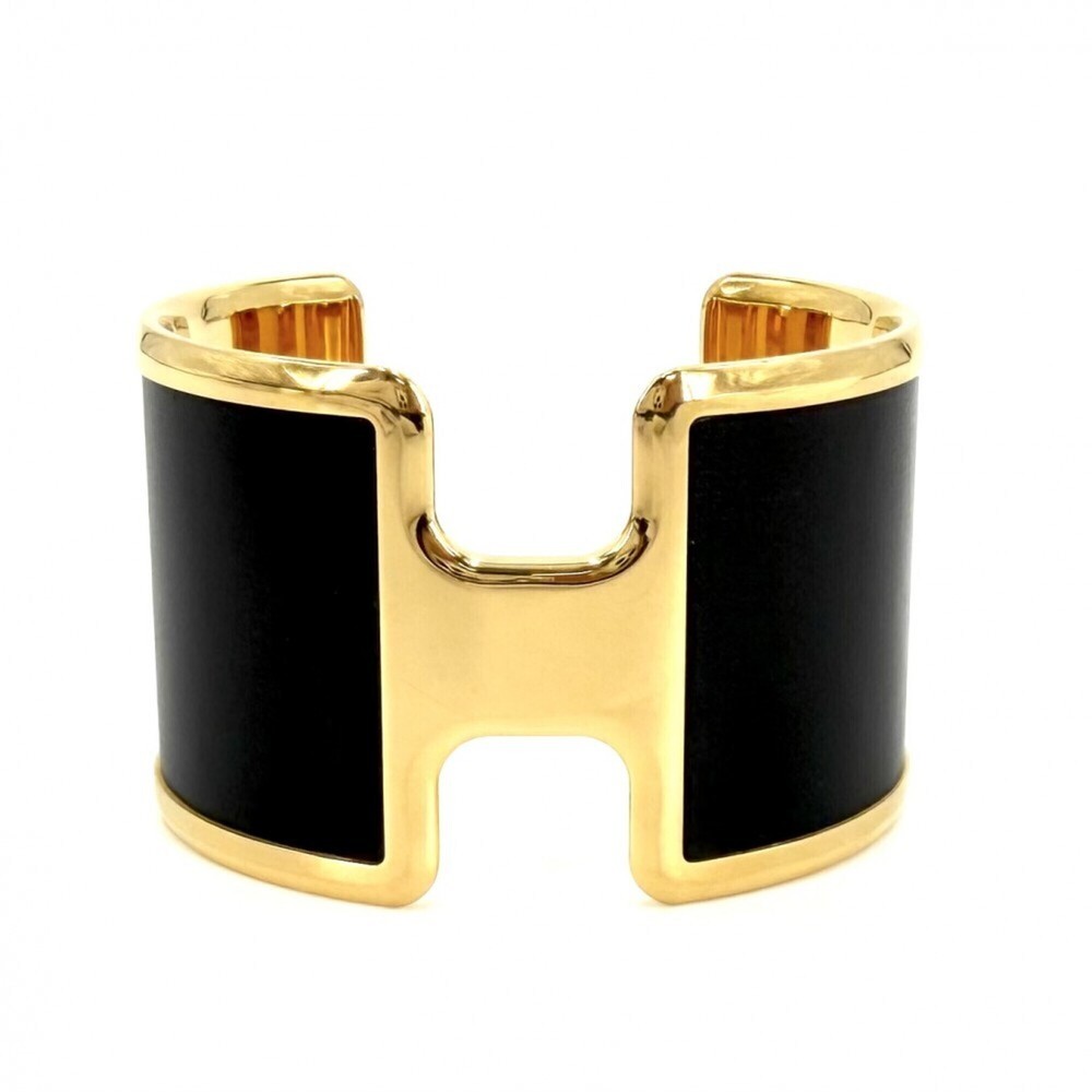 HERMES Black Leather Bracelet